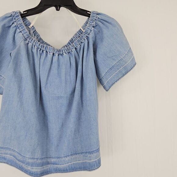 Adriano Goldschmied AG Medium Sylvia Off the Shoulder Chambray Top Sunwashed - Picture 5 of 8